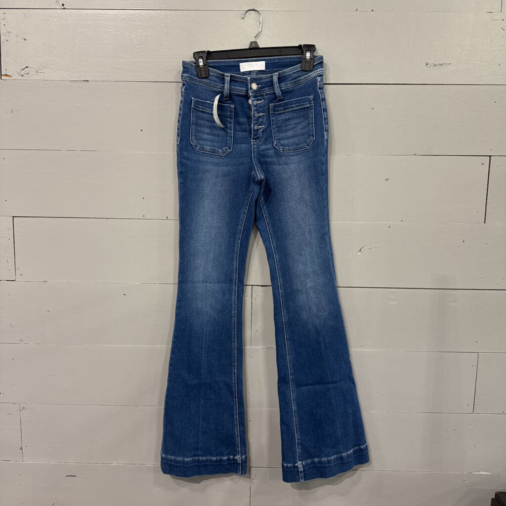 *DENIM WIDE MD WASH LEGJEANS ,BLUE ,26