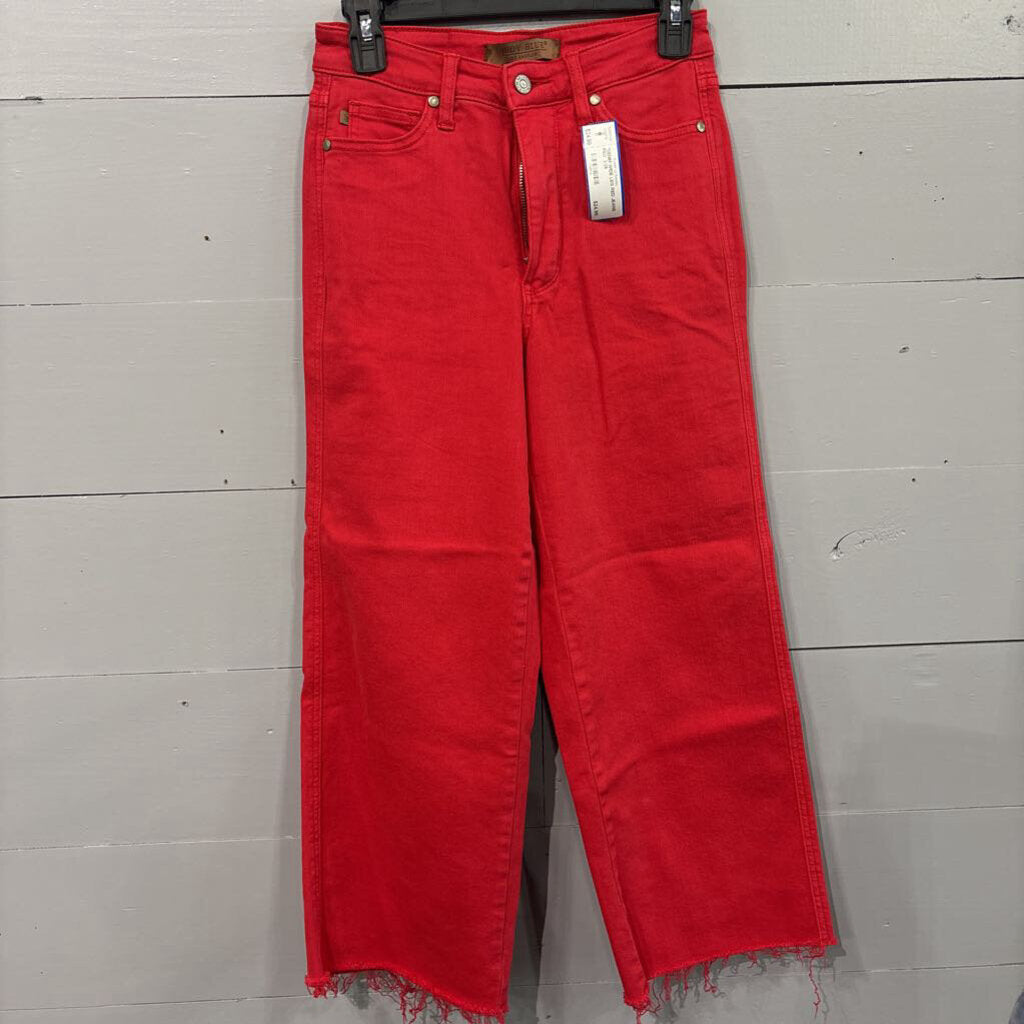 JUDY BLUE,*DENIM WIDE LEG RED JEANS,RED ,3/26