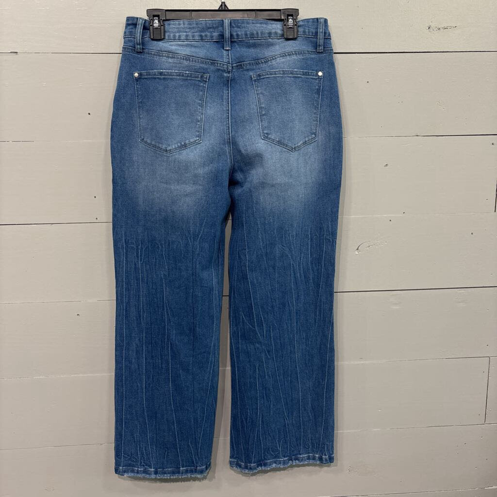 JJ'S FAIRYLAND,NWT FLORAL CUTOUT JEANS PANTS ,DENIM,L