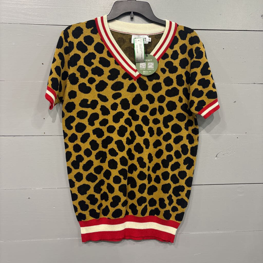 OXKNIT,NWT LEOPARD SWEATER,LEOPARD,XL