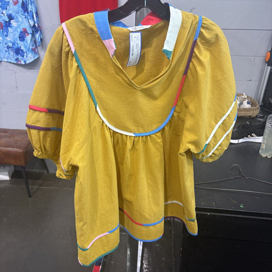 CICY BELL,*PUFFY SLV TOP,MUSTARD,LARGE