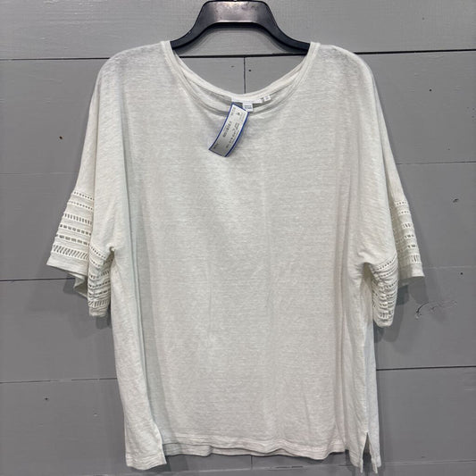 CHICO,BASIC LACE SLVE TOP ,WHT,XL