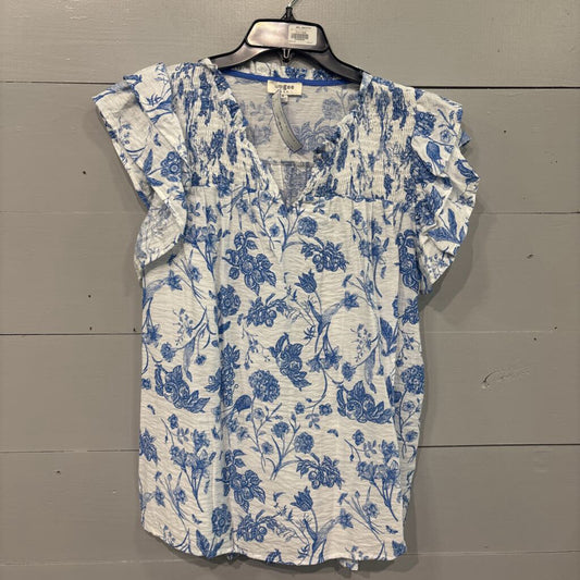 UMGEE,FLORAL TOP ,BLUE WHT,M