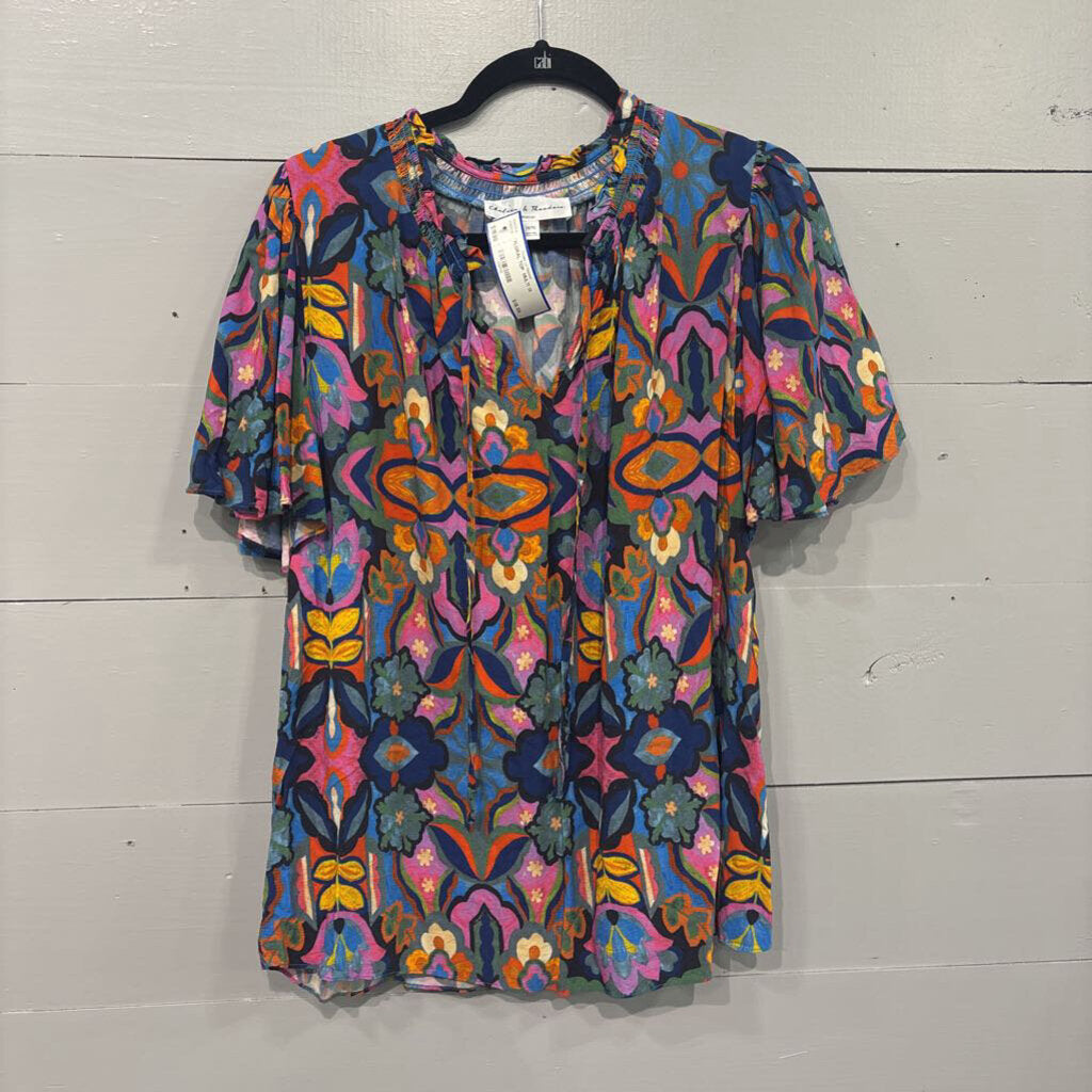 CHELSEA & THEODORE,FLORAL TOP ,MULTI,1X