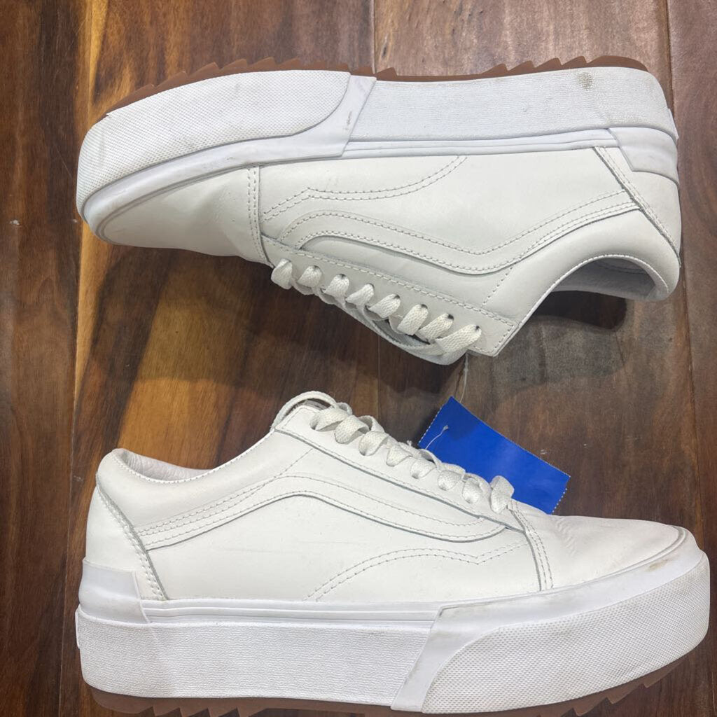 VANS,PLATFORM LEATHER SNEAKER,WHT,W10
