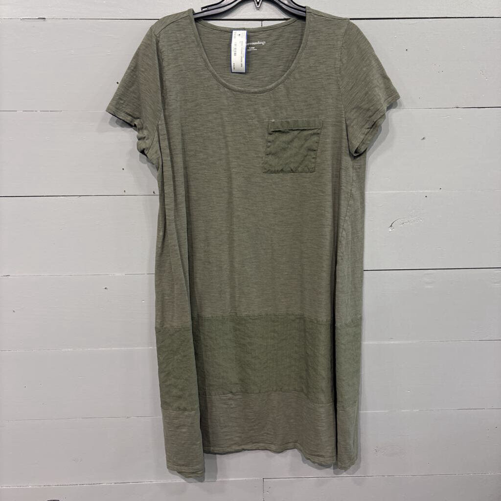 SOFT SURROUNDINGS,BASIC POCKET DRESS,GRN,XL