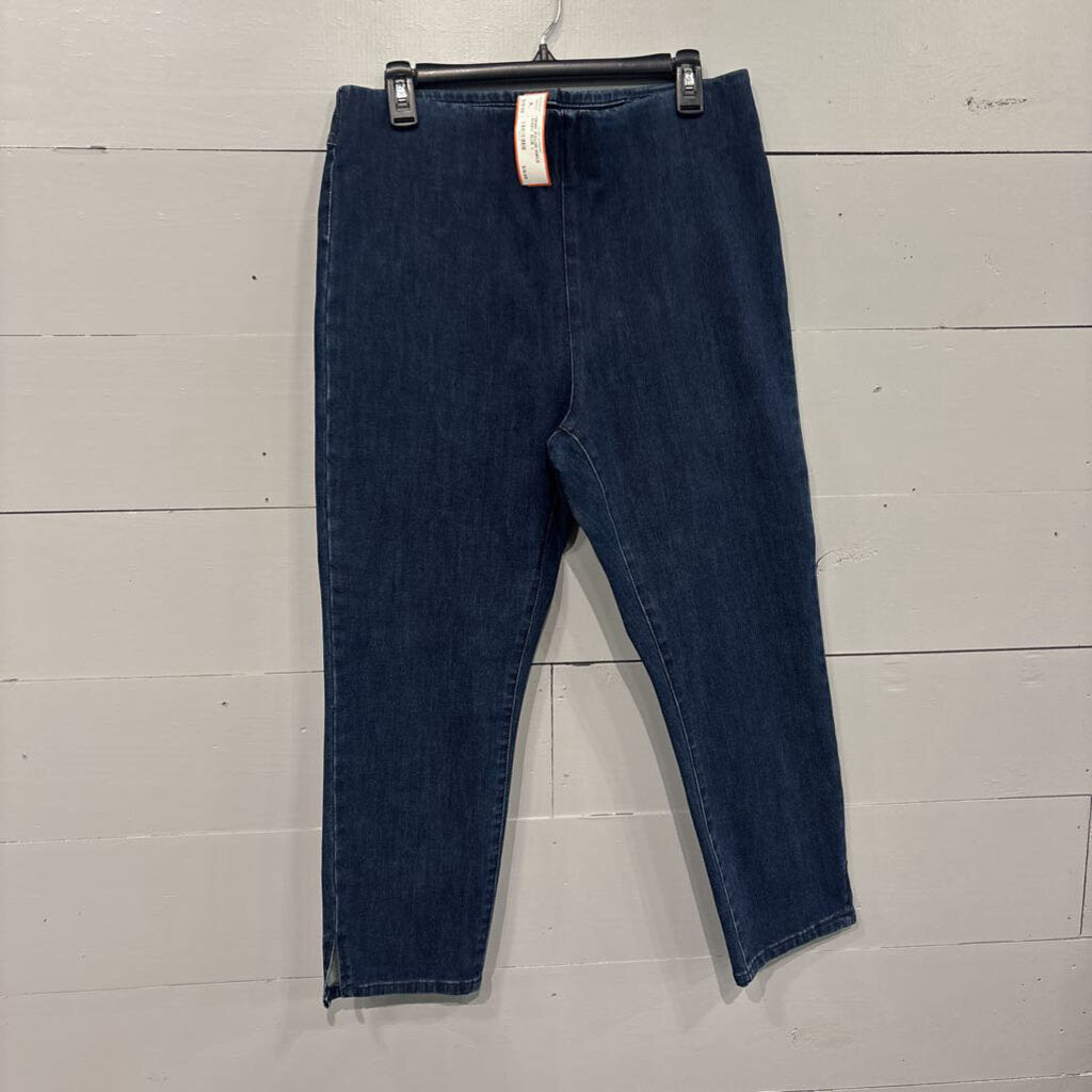 SOFT SURROUNDINGS,DENIM PULLON ANKLE SKINNY ,BLUE ,L