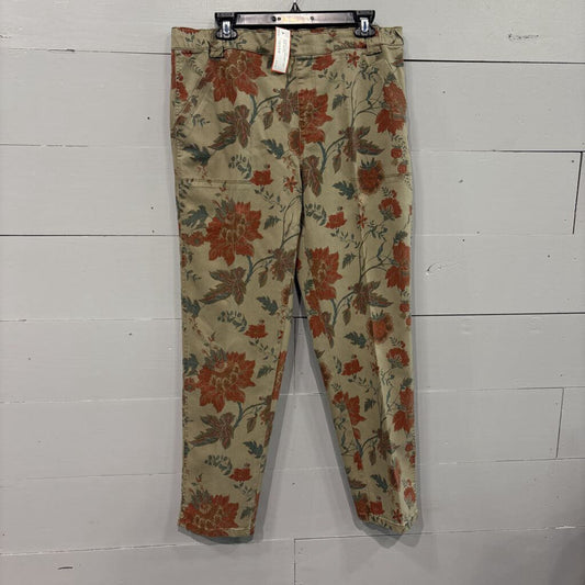 SOFT SURROUNDINGS,FLORAL PULLON PANT,TAN RUST AQUA,L