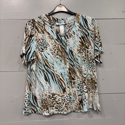 TAN JAY,PATTERNED TOP ,BRN BLUE ,XL