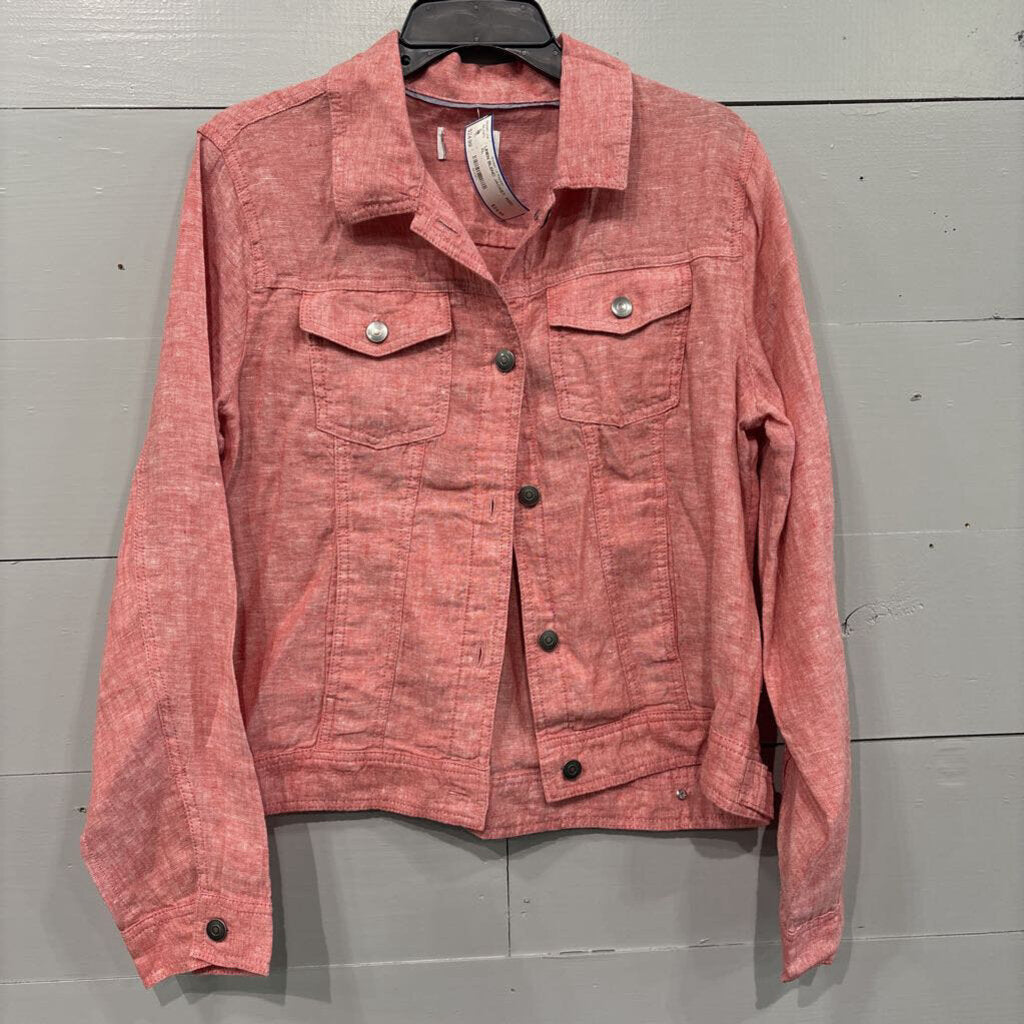 LINEN BLEND JACKET ,RED,XL