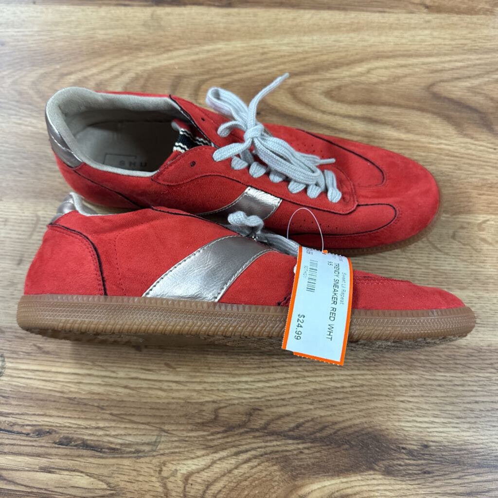 SHU SHOP,TRENDY SNEAKER,RED WHT,9.5
