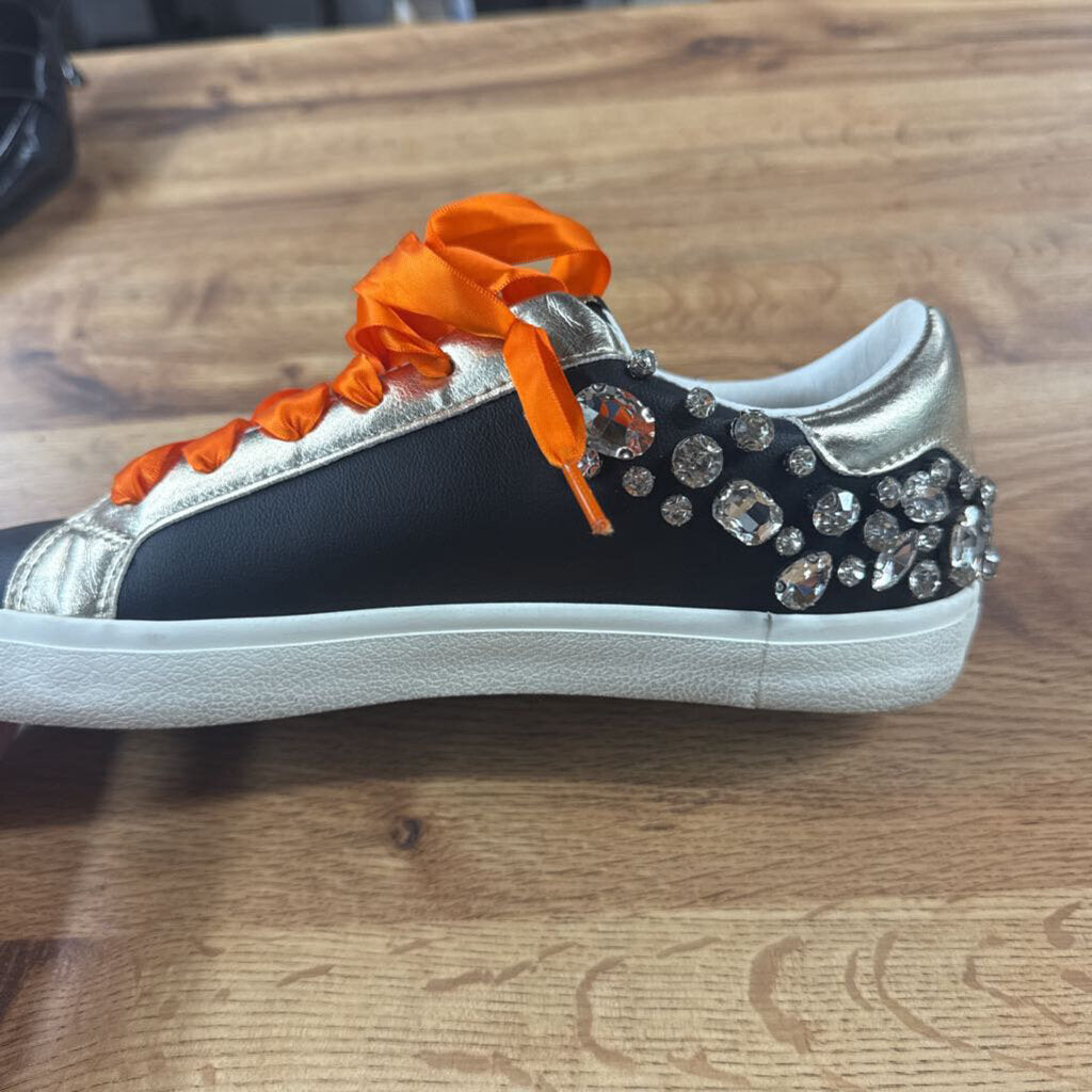 VINTAGE HAVANA,TRENDY JEWELED SNEAKER,BLK GOLD ORG,9