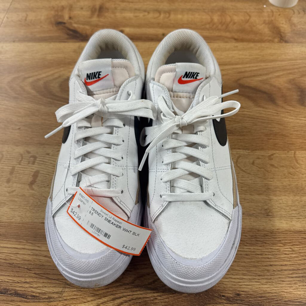 NIKE, TRENDY SNEAKER,WHT BLK ,9.5