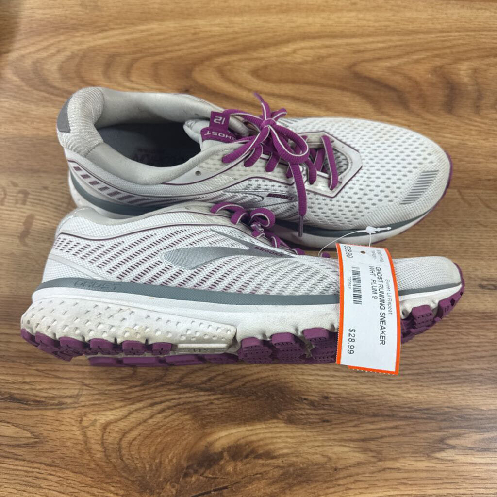 BROOKS,GHOST RUNNING SNEAKER,WHT PLUM,9