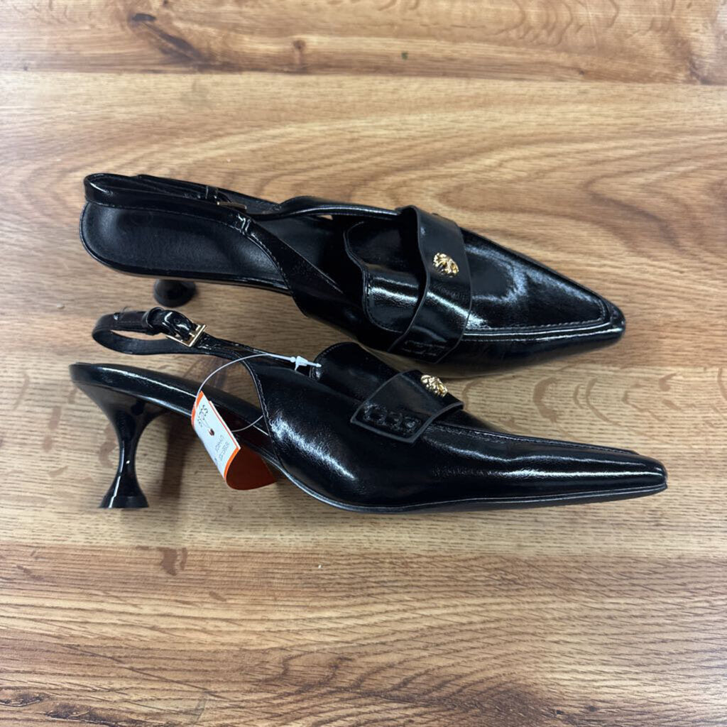 DUPE TORY BURCH,KITTEN HEEL , BLK GOLD,9