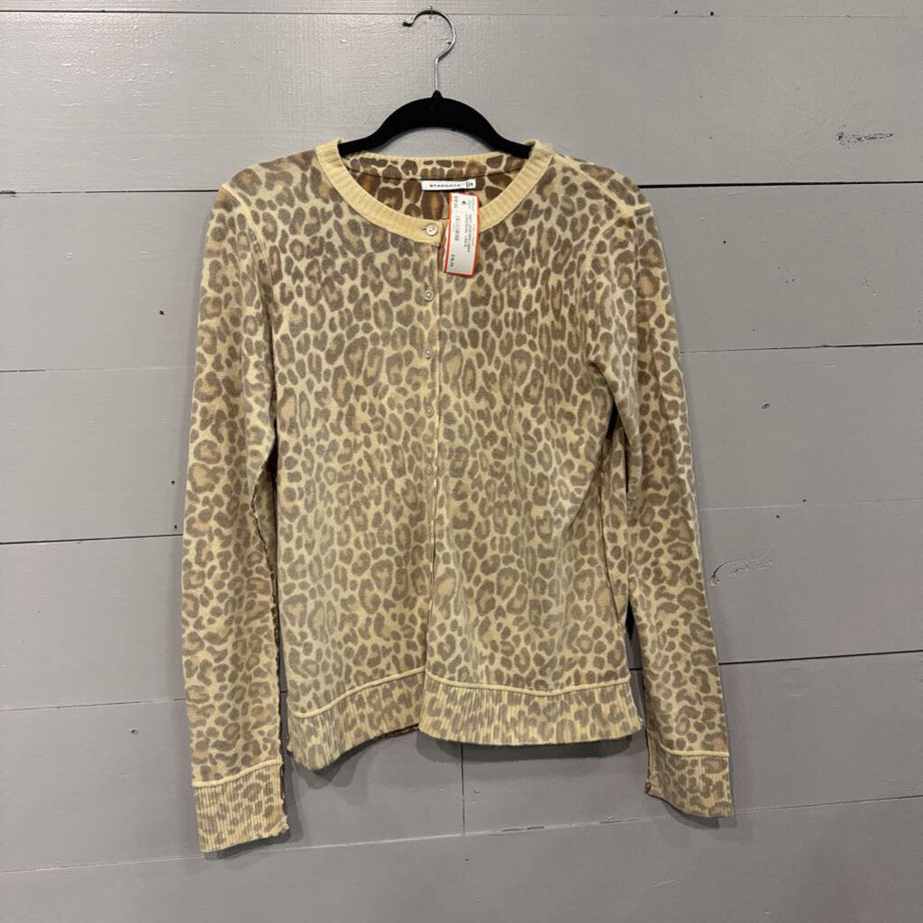 STACCATO,NWT LEOPARD LIGHT CARDIGAN ,TAN,M