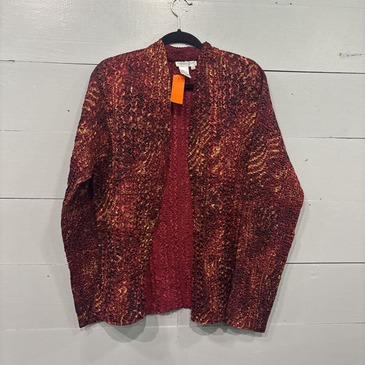 PATTERNED CARDIGAN,DRK RED ,L