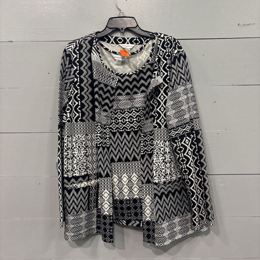 CHRISTOPHER BANKS,PATTERNED CARDICAN & TANK,BLK / WHT ,XL