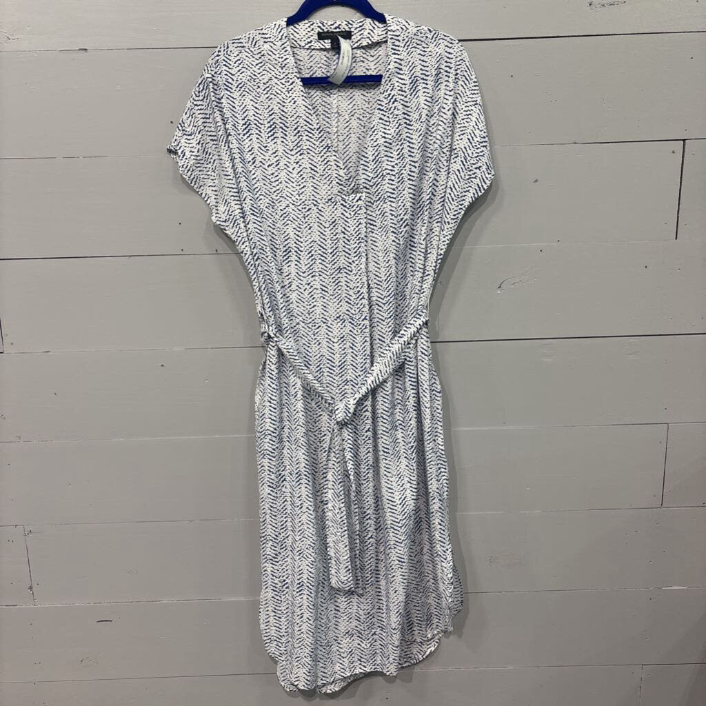 BANANA REPUBLIC,PATTERNED DRESS,BLUE WHT,S