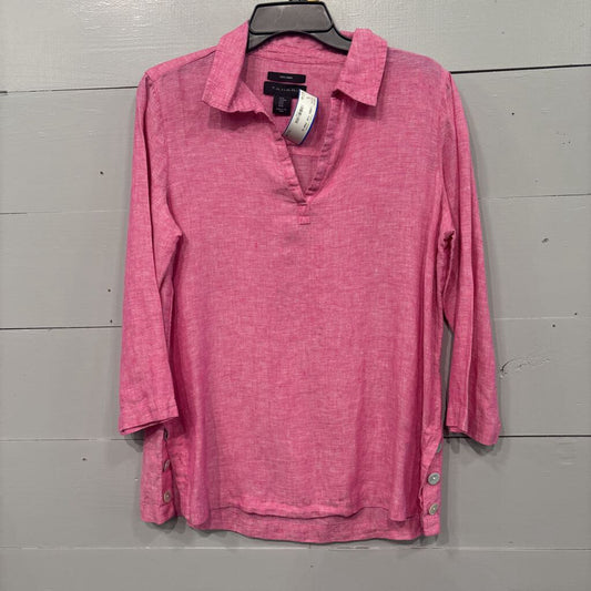 TAHARI,LINEN TOP ,PINK,M