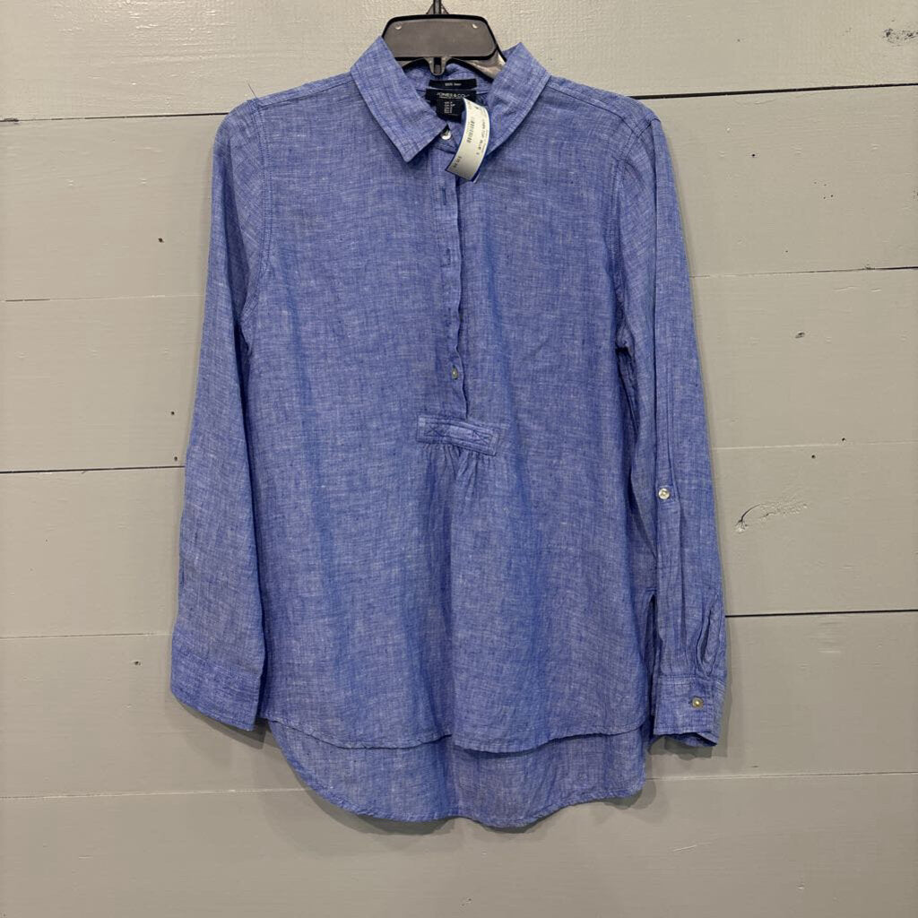 JONES&CO,LINEN TOP ,BLUE ,S