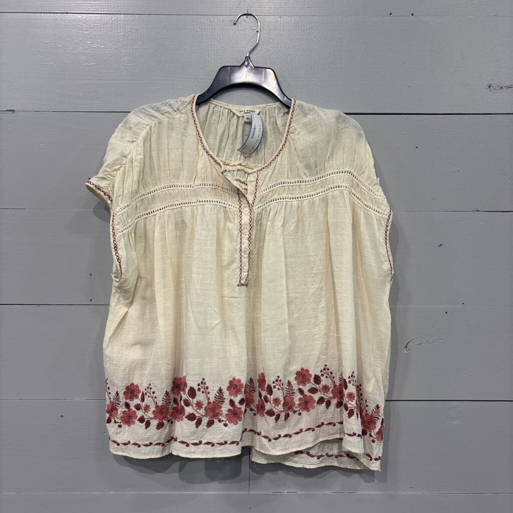 MAX STUDIO,FLORAL TOP ,RUST IVORY,M
