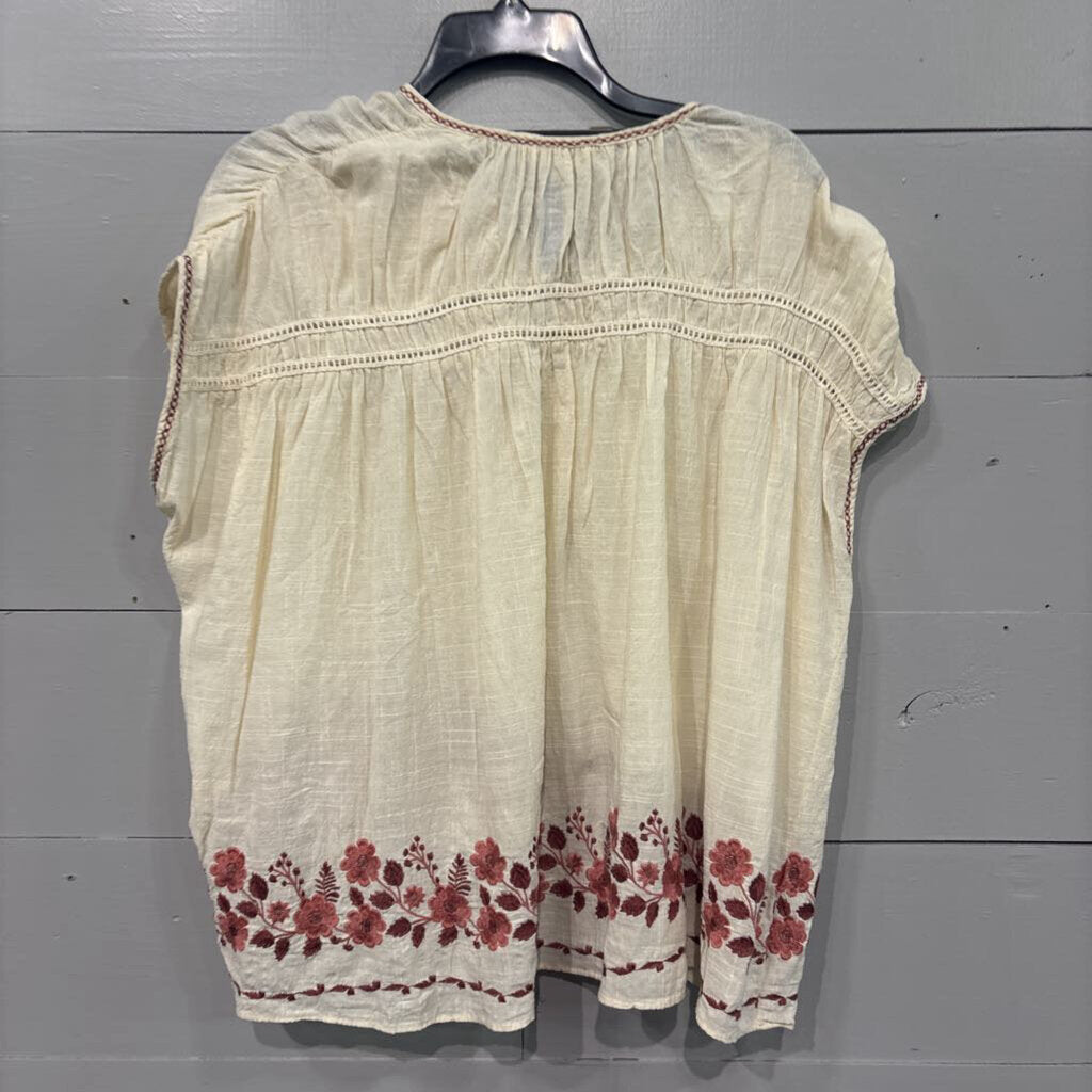 MAX STUDIO,FLORAL TOP ,RUST IVORY,M