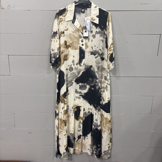 LIOR,NWT PATTERNED DRESS,BLK WHT TAN,L