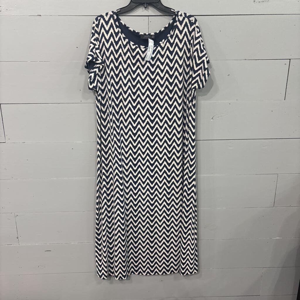 YEST,CHEVRON MAXI DRESS,BLUE WHT ,10