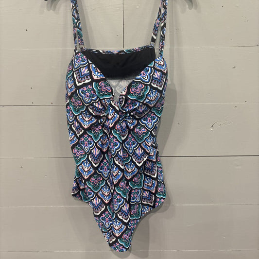 ISLAND ESCAPE,NWT FLORAL TANKINI,BLUE ,16