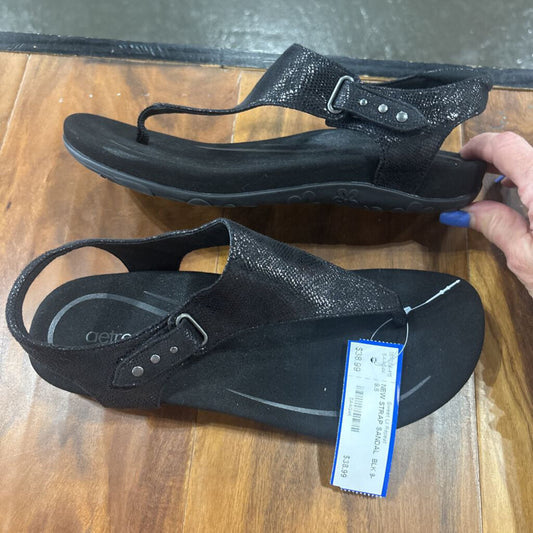 AETREX,NEW STRAP SANDAL ,BLK,9-9.5