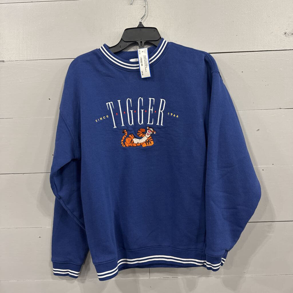 DISNEY,TIGGER CREWNECK SWEATER,ROYAL BLUE,S