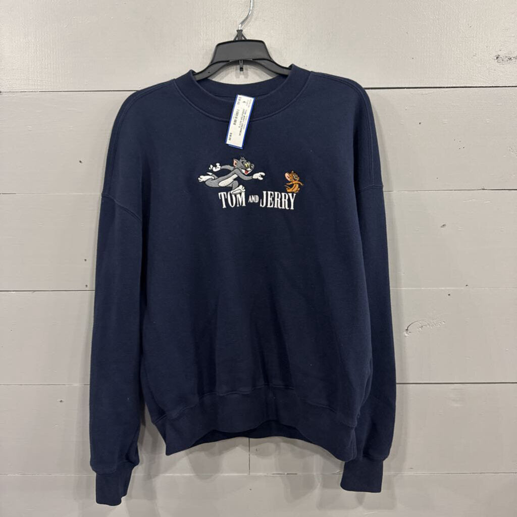 HOLLISTER,TOM JERRY CREWNECK SWEATER,NVY,S