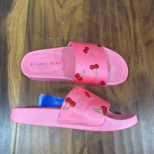 GIANNI BINI,CHERRY SLIDES SANDAL ,PINK RED ,9