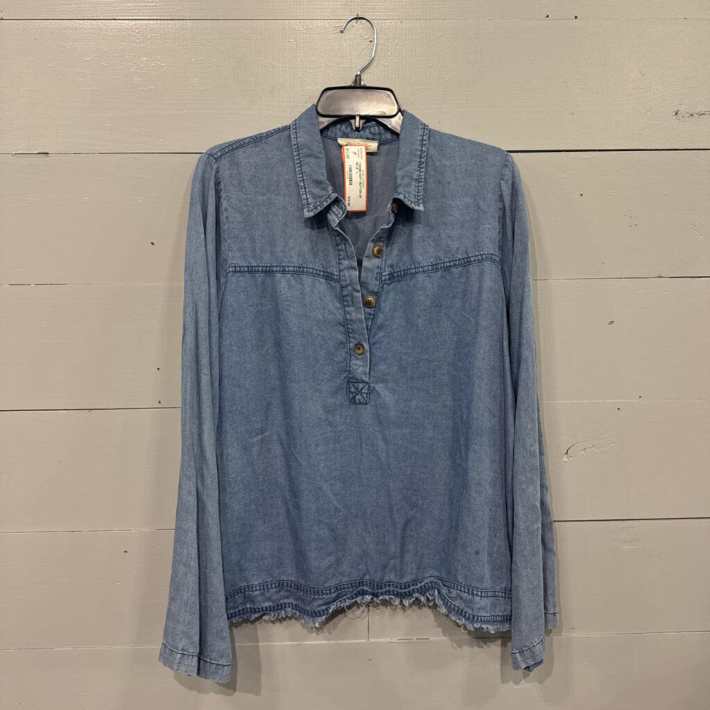 DOE & RAE,*DENIM SOFT BUTTON UP,BLUE ,L