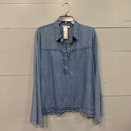DOE & RAE,*DENIM SOFT BUTTON UP,BLUE ,L