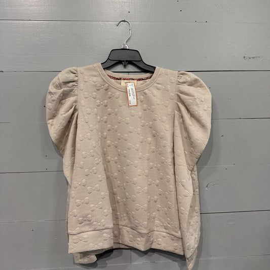 UMGEE,*BOW SWEATER PUFF SLEEVES,TAN,L
