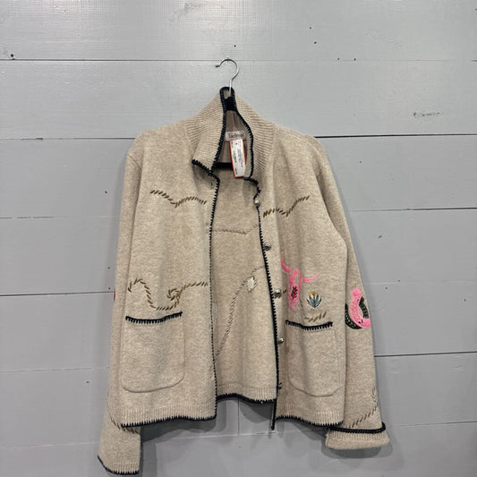 TAELYNN,*WESTERN BUTTON UP SWEATER,TAN,L