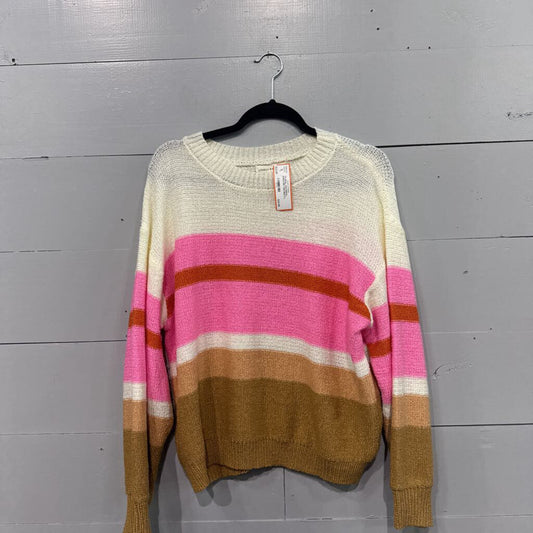 THML,*FLORAL COLORFUL SWEATER,TAN MULTI,L