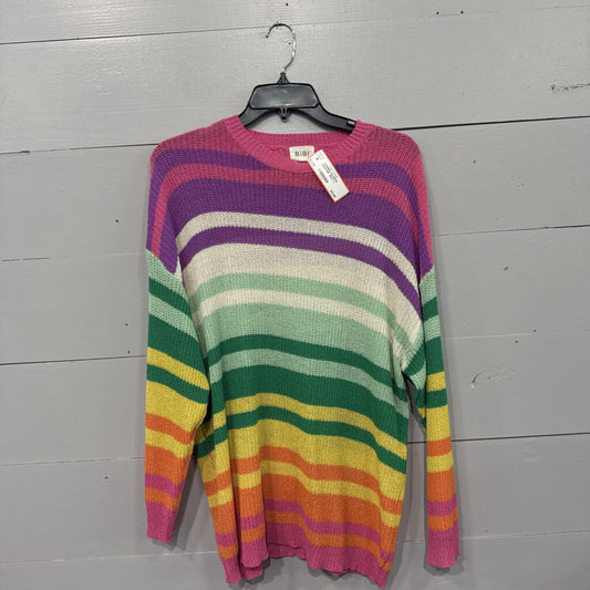 LOVELY MELODY,*STRIPED COLORFUL SWEATER ,MULTI ,L