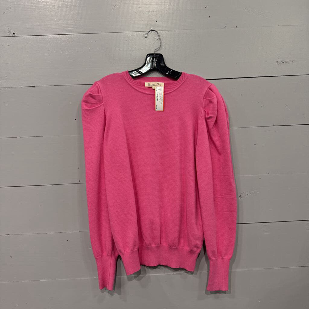 VINE & LOVE,SOFT SWEATER PUFF SLEEVES,PINK ,L