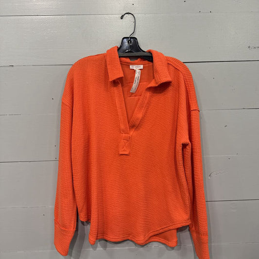 BLU PEPPER,RIBBED V NECK SWEATER,ORANGE,L