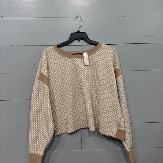 FREE PEOPLE MOVEMENT,WAFFLE OPEN BACK SWEATER,TAN,M
