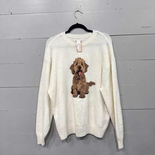 HOLLISTER, TEDDY BEAR SWEATER,CREAM ,M