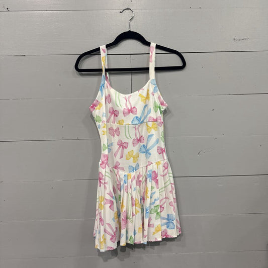 *BOW PATTERNED ATHLETIC DRESS,WHITE ,M