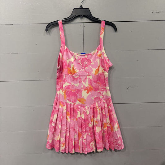 PEACH LOVE,*FLORAL PATTERNED ATHLETIC DRESS,PINK ,L