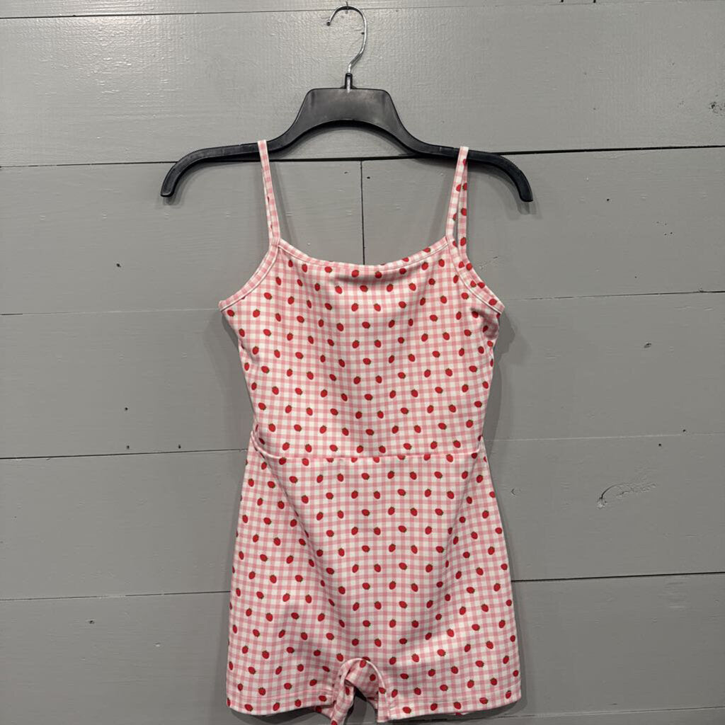 HAPPY CAMP3R,*HAPPY CAMP3R GINGHAM STRAWBERRY PATTERNED ATHLETIC DRESS,PINK ,L