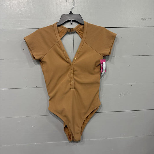 BUDDY LOVE,*NWT BUTTON UP BODYSUIT,TAN,M