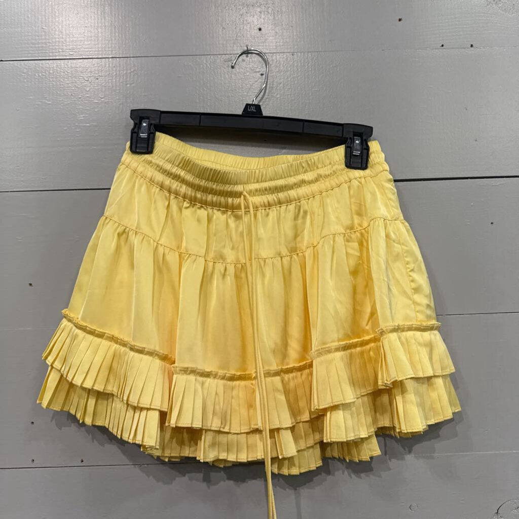 *SILKY FRILL SKIRT ,YELLOW,M