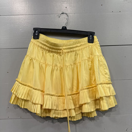 *SILKY FRILL SKIRT ,YELLOW,M